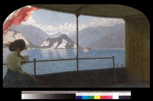 Um barco no Lago Maggiore, 1915 de Angelo Morbelli