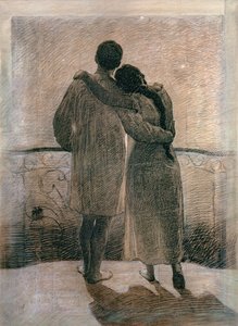 Casal Jovem, painel central do Dream and Reality Triptych, 1905 (lápis e carvão sobre papel)