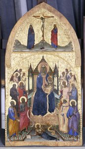 Madonna entronada e criança com anjos e santos, c.1360-70 (tempera em madeira de choupo)