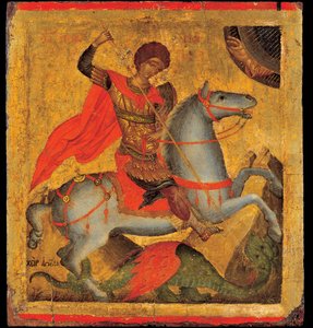 Akotandos, Angelos (ativo ca. 1425-1460) São Jorge e o Dragão Tempera no painel ca. 1440-1460 Museu Benaki, Atenas 40,8x37,5 de Angelos Akotantos