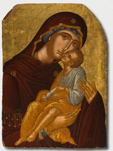 Ícone da Mãe de Deus e do Menino Jesus Virgem Eleousa, c. 1425-50. de Angelos Akotantos