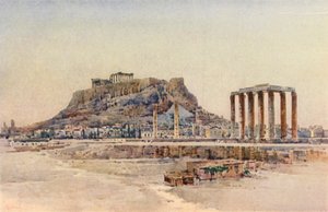 Acrópole, Atenas, Grécia (lito a cores)