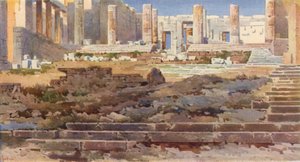 Propylaea on the Acropolis, Atenas (cor litho)
