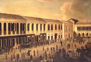 A View of the Hongs on the Waterfront at Canton, c.1825