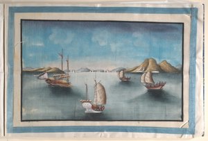 Álbum com doze pinturas de cenas ao longo de um rio