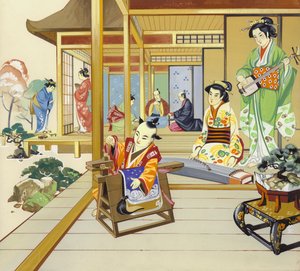Casa japonesa do século XVIII (guache sobre papel) de Angus McBride