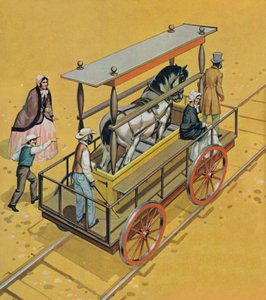 Locomotiva de cavalos (litografia a cores) de Angus McBride
