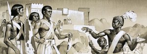 Hicsos, o Faraó Kamose instrui guerreiros negros especialmente treinados em tácticas de batalha de Angus McBride