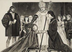 Casamento de Lucrécia Bórgia (1480-1519) com o duque Afonso (guache sobre papel) de Angus McBride