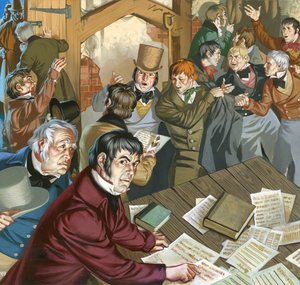 Reunião de Cartistas (guache sobre papel) de Angus McBride