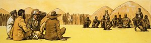Pioneiros negoceiam com chefes tribais em África de Angus McBride