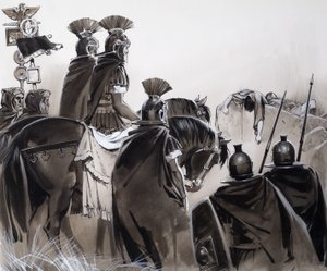 Soldados romanos depois de uma batalha (guache sobre papel) de Angus McBride
