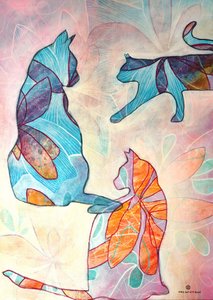 Gatos florais divertidos de Ania Witwitzka