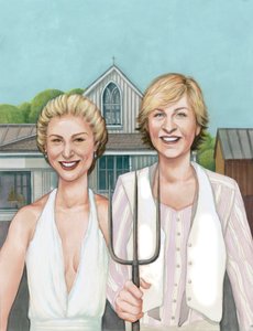 Ellen e Portia, 2008 (acrílico sobre placa de ilustração) de Anita Kunz