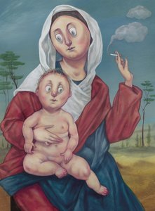 Madonna On A Cigarette Break, 2018 (tinta acrílica sobre placa de ilustração) de Anita Kunz