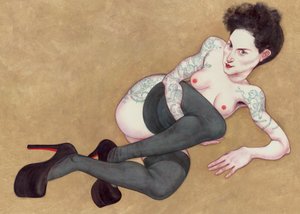 Nude With Louboutins, 2016 (tinta acrílica sobre placa de ilustração)