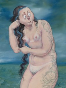 Vénus a erguer-se depois de um mergulho, 2018 (tinta acrílica sobre cartão de ilustração) de Anita Kunz