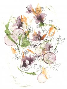 Flores abstractas em aguarela