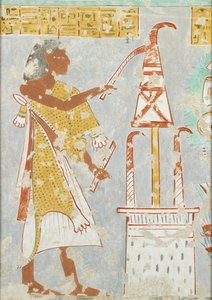 Cópia da pintura de parede, túmulo privado 296 de Nefersekhemru, Tebas, harpista cego, século XX de Anna