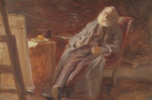 O pintor Vilhelm Kyhn fumando seu cachimbo de Anna Ancher