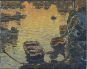 Uma noite de primavera durante a época de pesca. Estudo de Lofoten, 1910