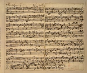 Adicionar MS 35021, f.8r, prelúdio em Fá maior, Das Wohltemperierte Clavier, livro 2, de Johann Sebastian Bach de Anna Magdalena Bach
