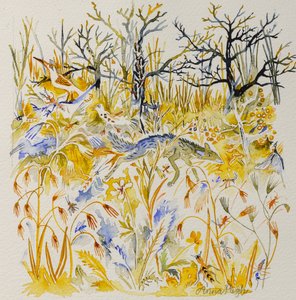 Raposa no bosque, 2023 (aguarela) de Anna Pugh