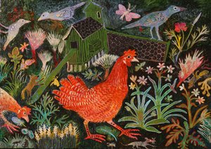 Corrida da Galinha Vermelha, 2018 (acrílico) de Anna Pugh