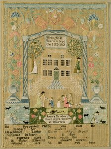 Sampler, 1801 (fio de seda sobre linho) de Anna Sanders