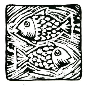 Horóscopo (Peixes), 2017 (impressão em linho) de Annalisa Morrocco