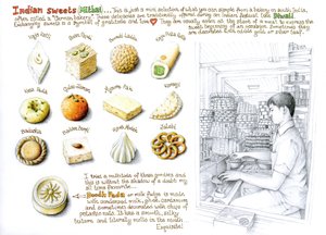 Doces indianos, 2020 (lápis de cor e lápis) de Annalisa Morrocco