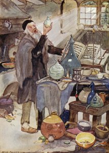 Alquimista, cena do conto de fadas de Hans Christian Andersen The Wind