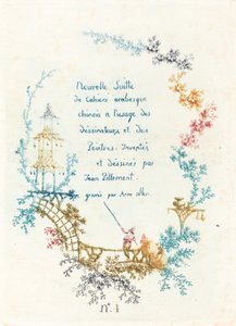 Página de rosto para a nova suíte de arabescos chineses, início da década de 1760.