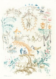 Arabesco com macaco de Anne Allen after Jean Baptiste Pillement