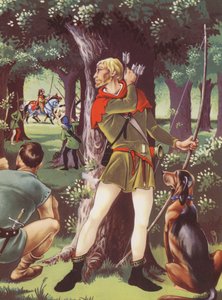 Robin Hood na floresta de Sherwood (litografia a cores) de Anne & Johnstone Janet (1928 79) Johnstone
