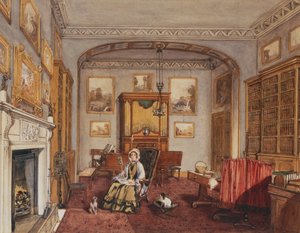 O Boudoir em Northwick Park, c.1830 (lápis e aquarela) de Anne Rushout