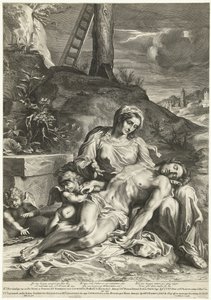 Pieta, gravada por Pieter de Bailliu de Annibale (after) Carracci