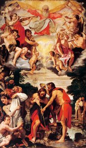 Batismo de Cristo por Annibale Carracci (1560-1609), óleo sobre tela, Igreja de San Gregorio e San Siro, Bolonha de Annibale Carracci