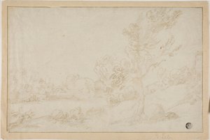 Paisagem com margem do rio de Annibale Carracci