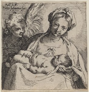 Madonna e criança com um anjo de Annibale Carracci