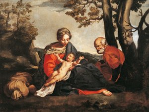 Descanso no vôo para o Egito (óleo sobre tela) de Annibale Carracci
