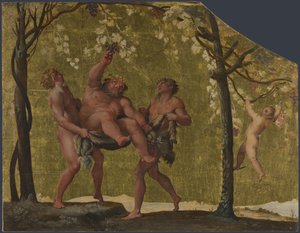 Silenus colhendo uvas, c. 1598 de Annibale Carracci