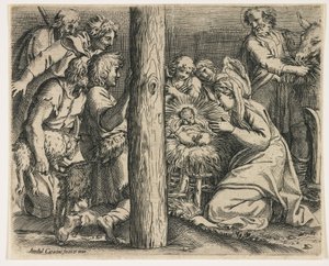 A adoração dos pastores, c. 1606 de Annibale Carracci