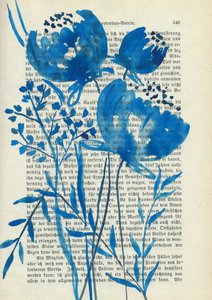 Botânicos em aquarela azul de Annick