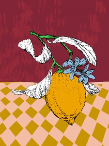 Natureza morta com flores de limão
