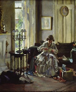 A Costureira (óleo sobre tela) de Annie Rose Laing