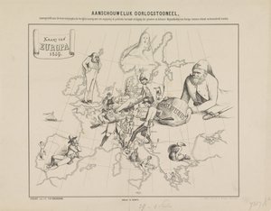 Cenário cénico de guerra / Mapa da Europa em 1859 (título sobre o objecto) de Anonymous