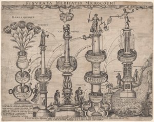 Alegoria da natureza e da natureza humana (microcosmo) Figurata Meditatio Microcosmi (título no objeto) de Anonymous