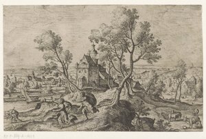 Apollo persegue Daphne
Paisagens com representações mitológicas e bíblicas (título da série) de Anonymous