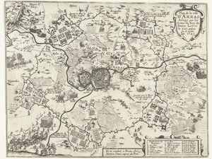 Porta Beleg van Arras por Fransen, 1640 Plano da cidade de Arras sitiada pelas armas do rei da França Luís XIII.iesme 12 de junho. o ano de 1640 (título no objeto) de Anonymous